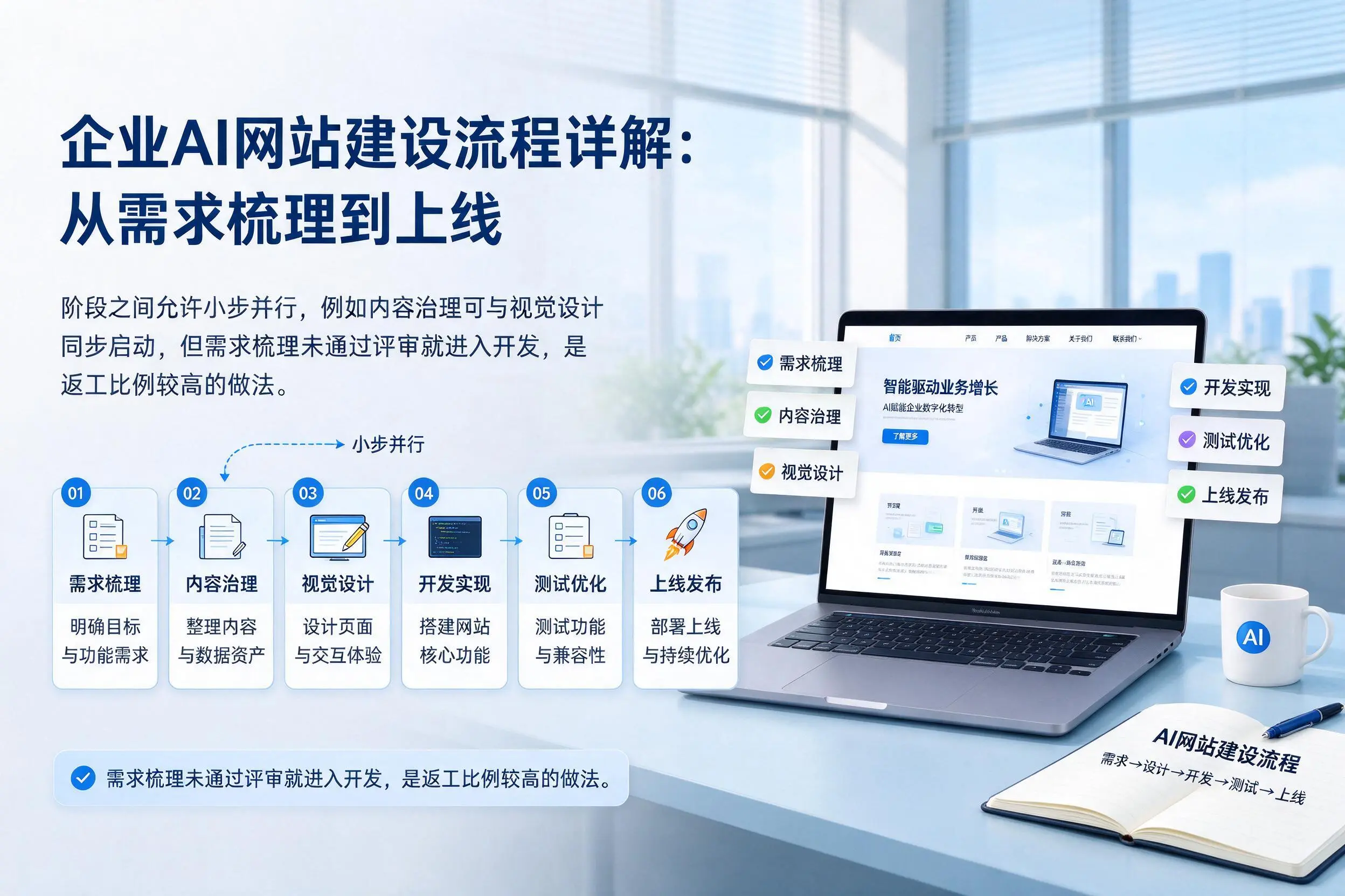 宜昌企业AI网站建设流程详解:从需求梳理到上线
