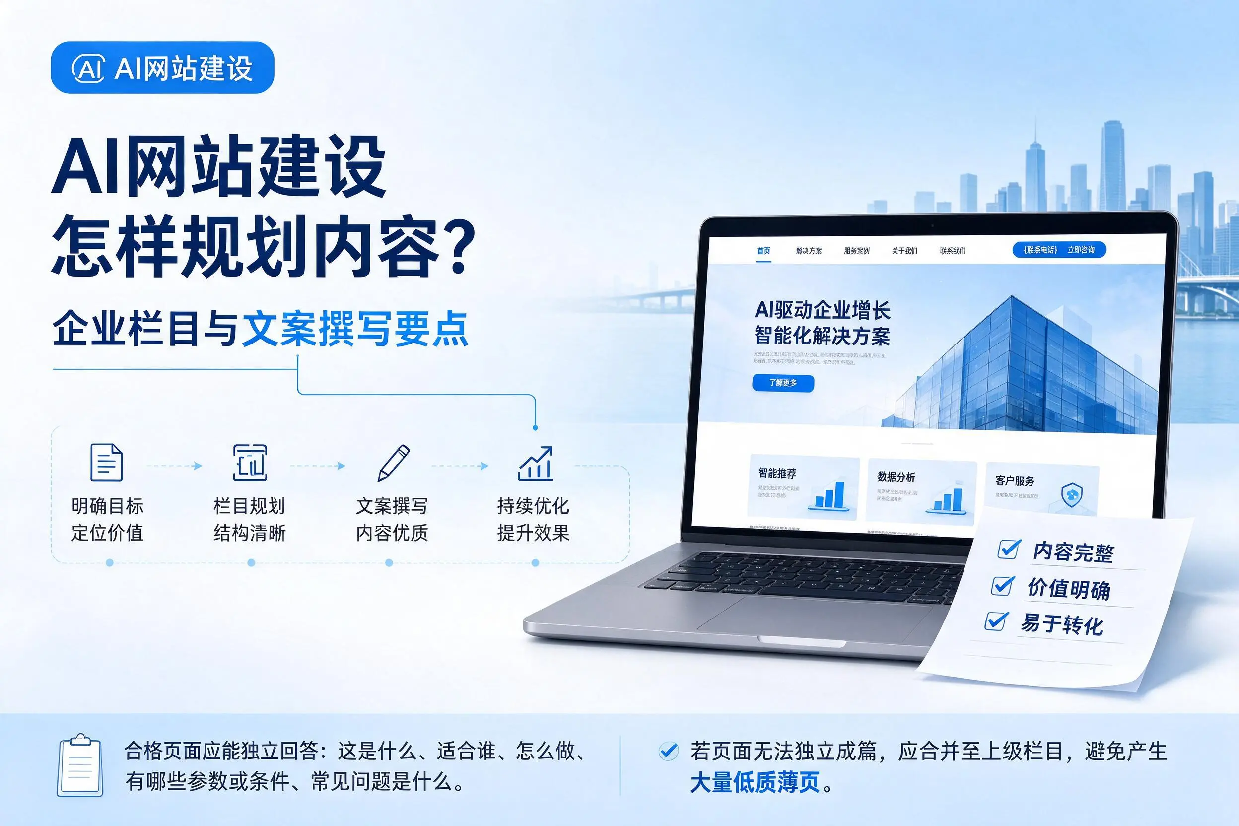 AI网站建设怎样规划内容？宜昌企业栏目与文案撰写要点